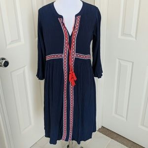 Old Navy boho embroidered tassel dress size Small